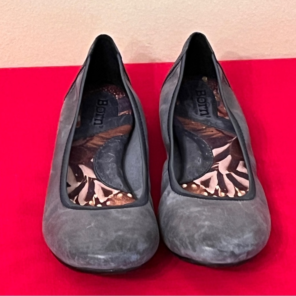 Born Steel Blue Leather Julianne Ballet Flats